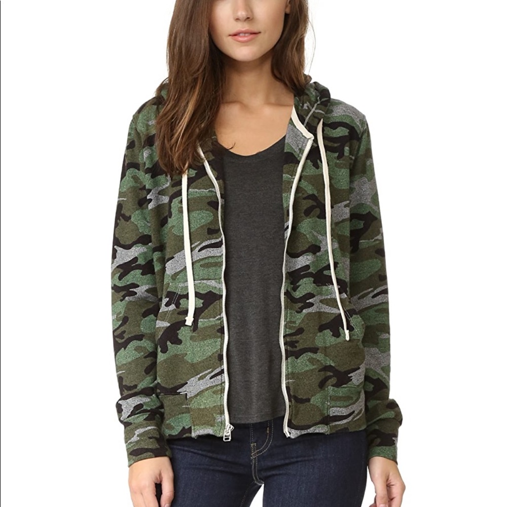 SUNDRY Camo Zip-up Sweatshirt